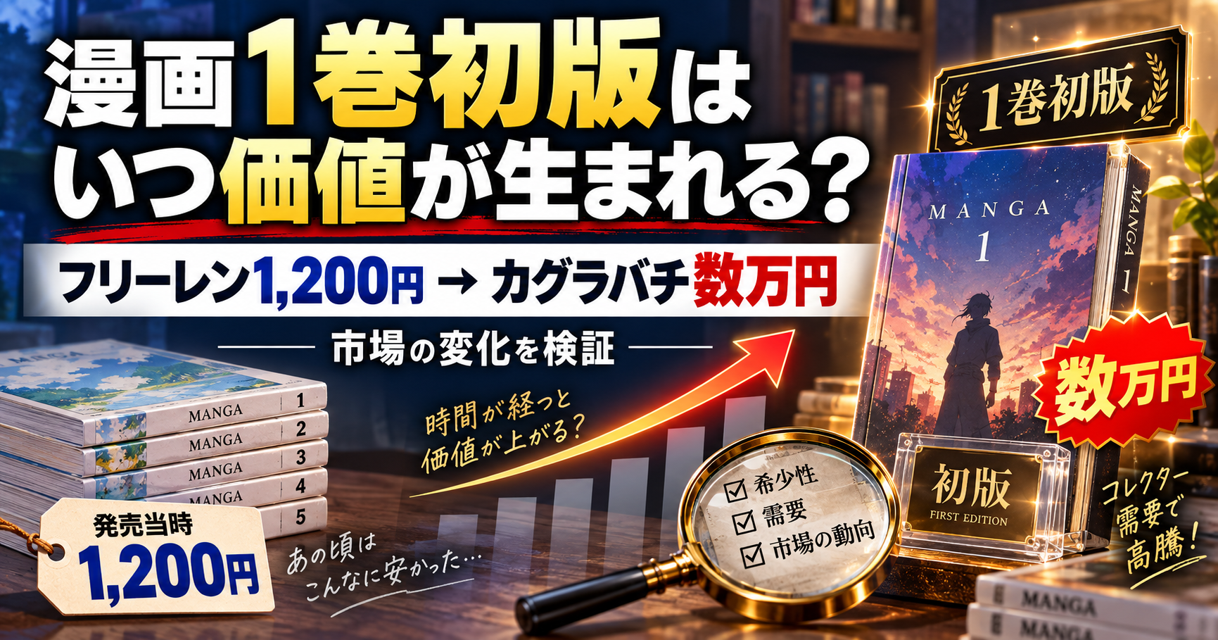 漫画1巻初版の価値変動｜フリーレン1,200円とカグラバチ数万円を比較