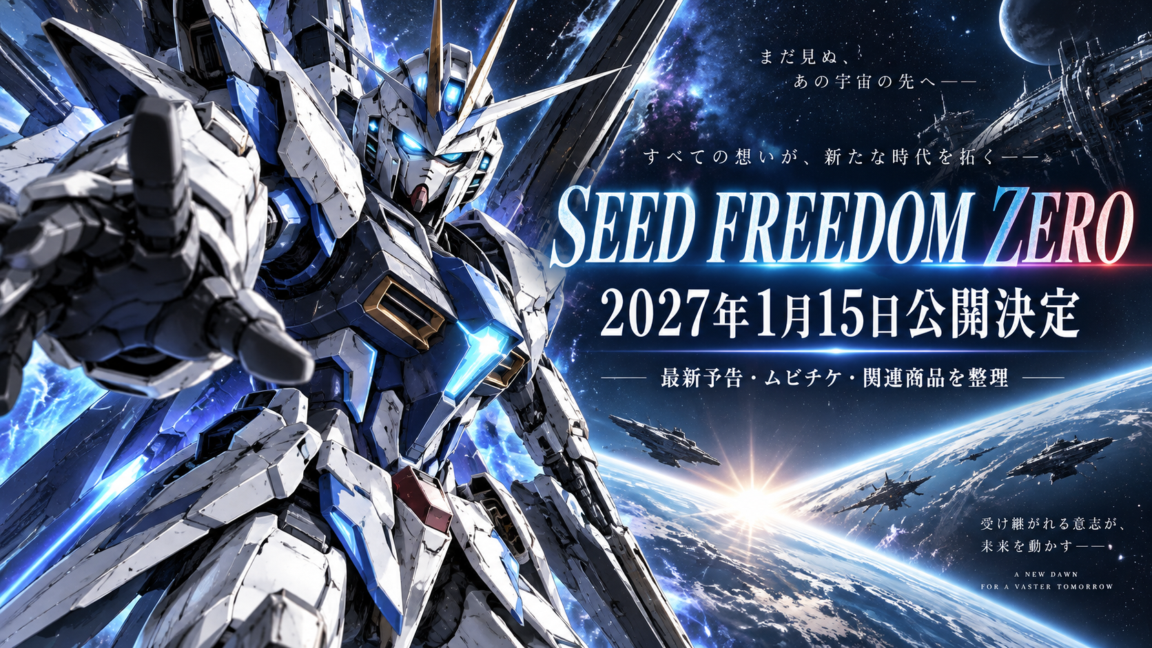 機動戦士ガンダムSEED FREEDOM ZERO 2027年1月15日公開決定をイメージしたオリジナルメカのアイキャッチ画像